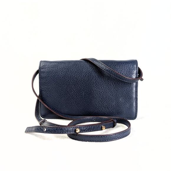 Marc Jacobs Recruit Wallet on Crossbody Strap – Navy Blue with Burgundy Trim - Picture 3 of 8